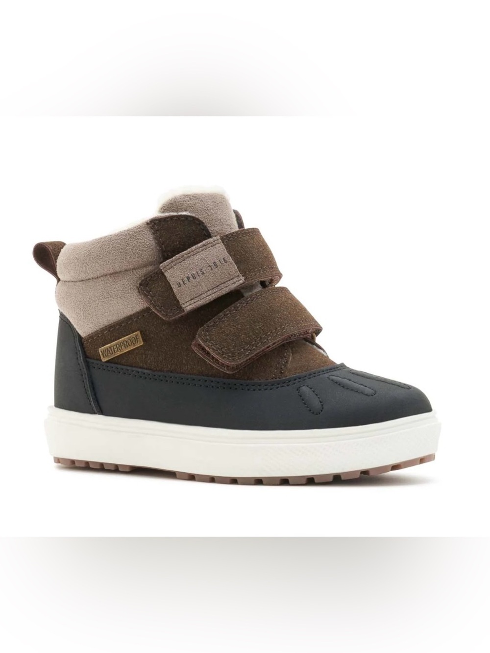 Yellow Henri Brown and Black Waterproof Winter Boot with Strap Closure
